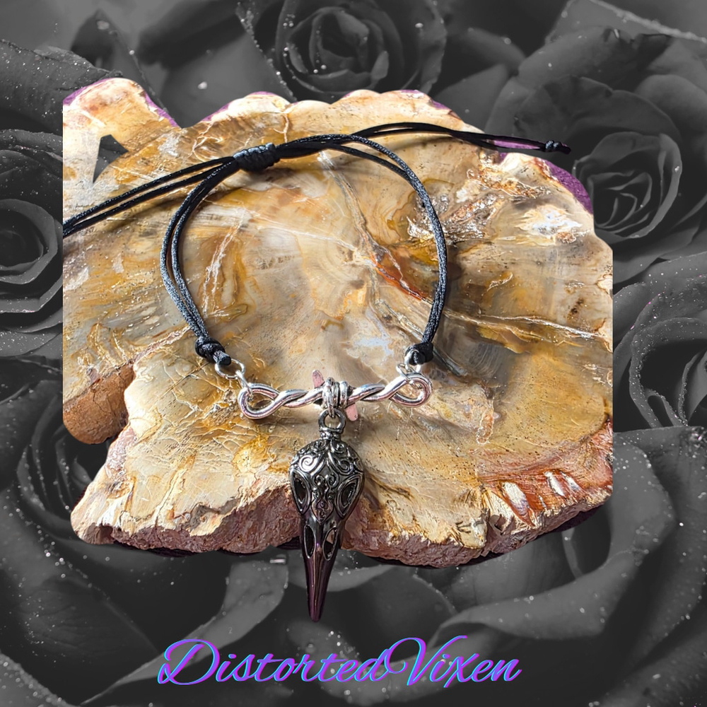 Barbed Wire Charm Bracelet – Cord Adjustable Gothic Talisman | Dark Feminine